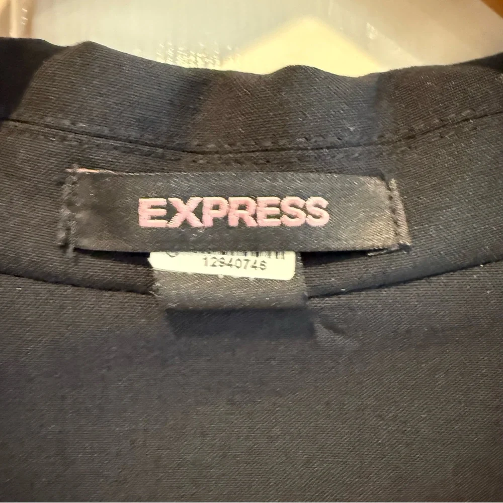 Express Long Sleeve Women’s Single Button Longline Blazer Navy Blue Size 6‎